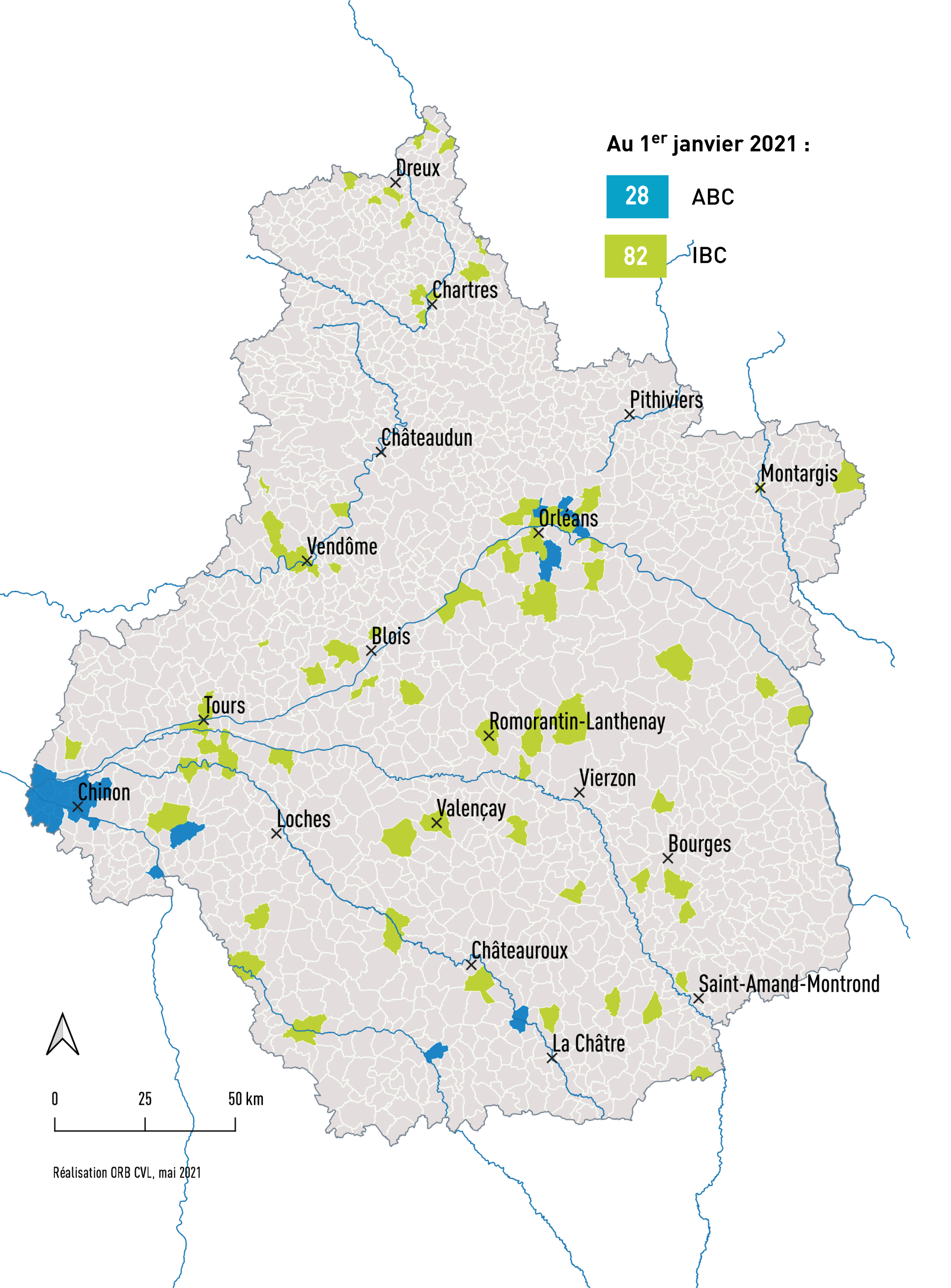 Carte des IBC et ABC réalisés en région